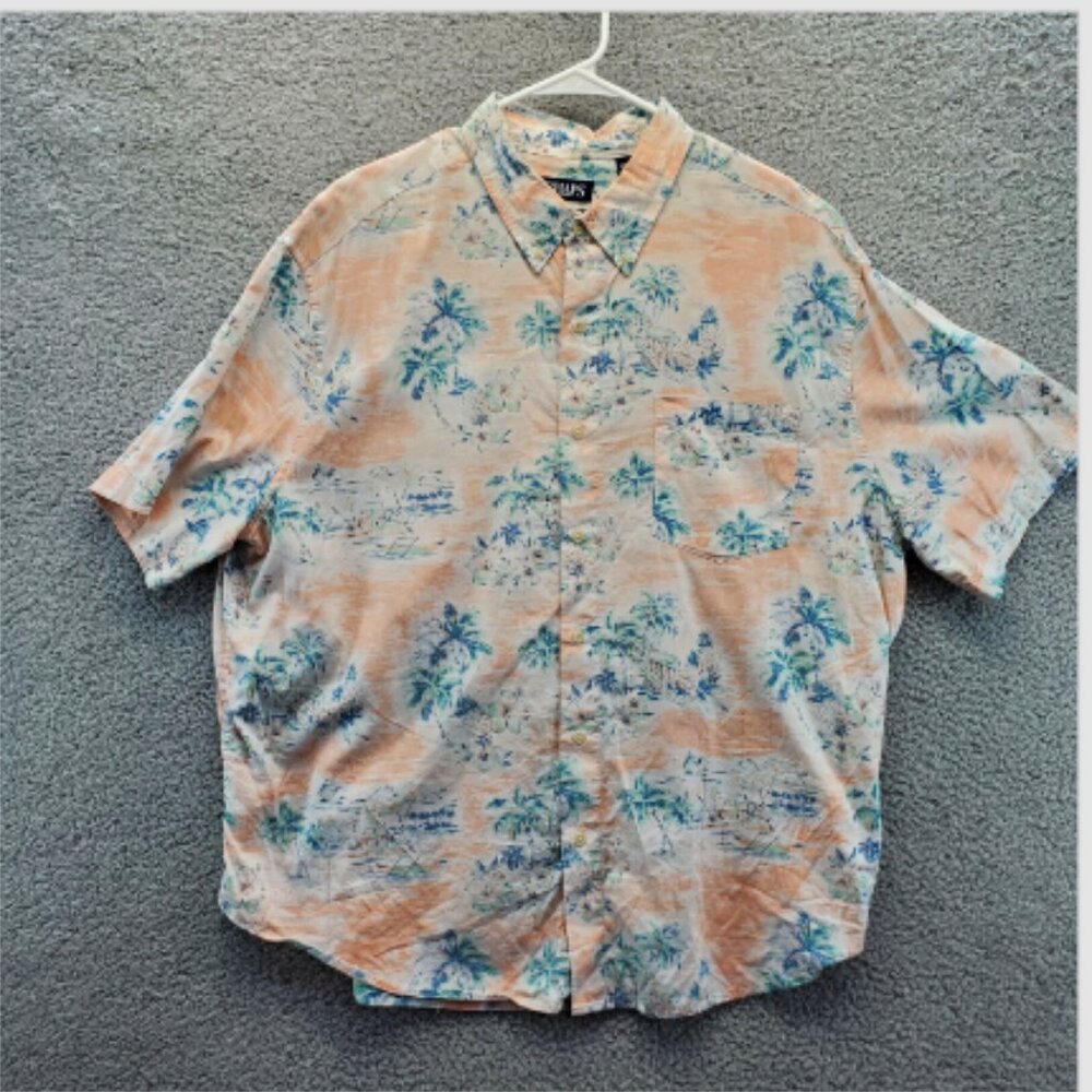 Chaps Mens Go Untucked Button Down Hawaiian‎ Size 2XB Short Sleeve Shirt